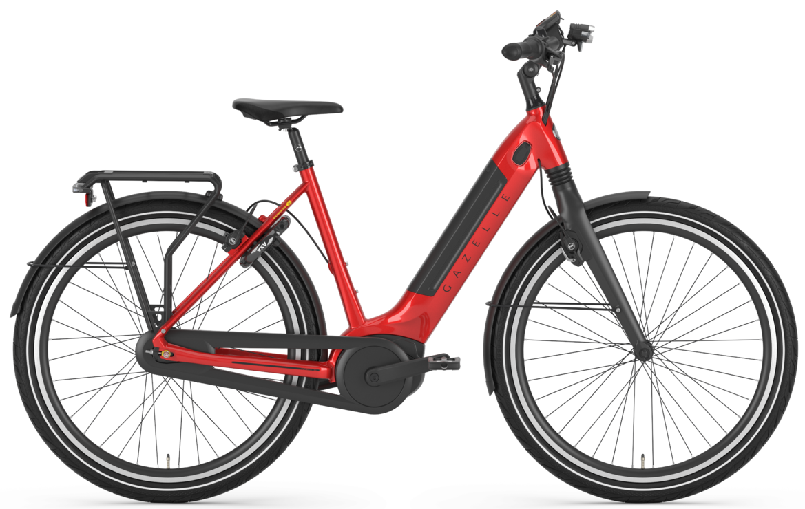 Gazelle Ultimate C8 Plus HMB Connect 2021 Dames Rood Gazelle Elektrische Fietsen